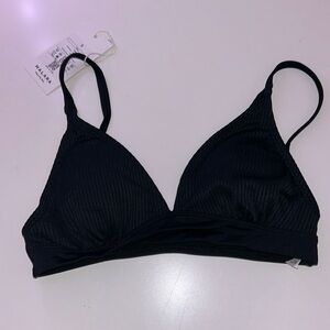 Halara black ribbed swimsuit top black small